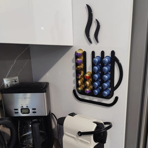 Aan de muur gemonteerde Nespresso capsulehouder in de vorm van een kopje (4 delen)