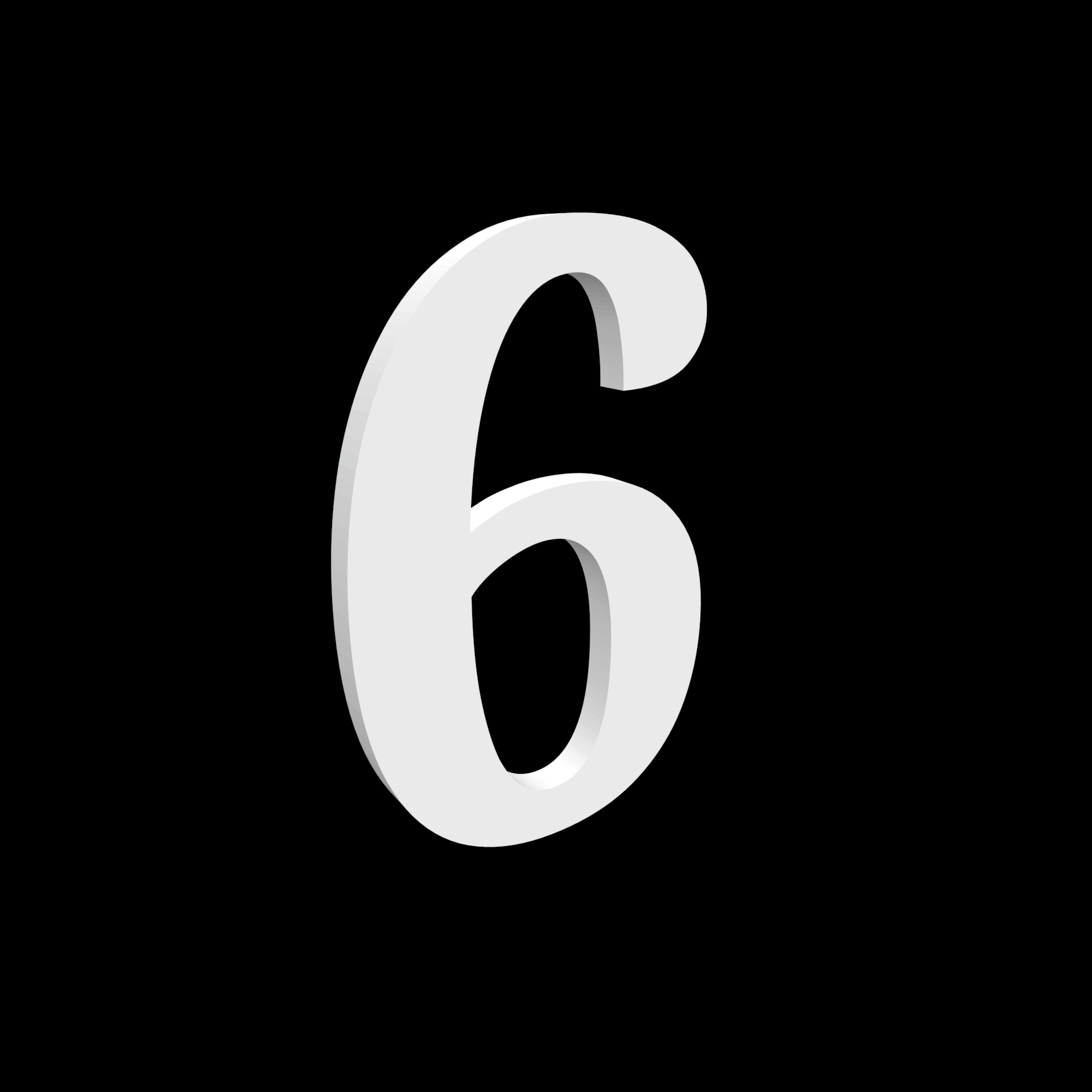 Huisnummer 6 - Noto Serif - 170mm hoog - 10mm diep