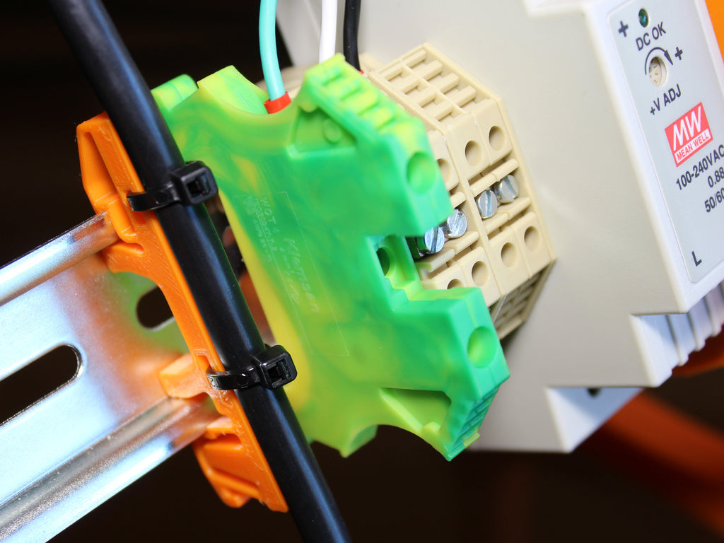 DIN-rail kabelklem met kabelbinder optie