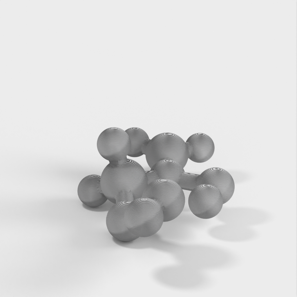 Moleculaire modellering - Vinylacetaat - atomair schaalmodel van het hoofdmonomeer van het slijm