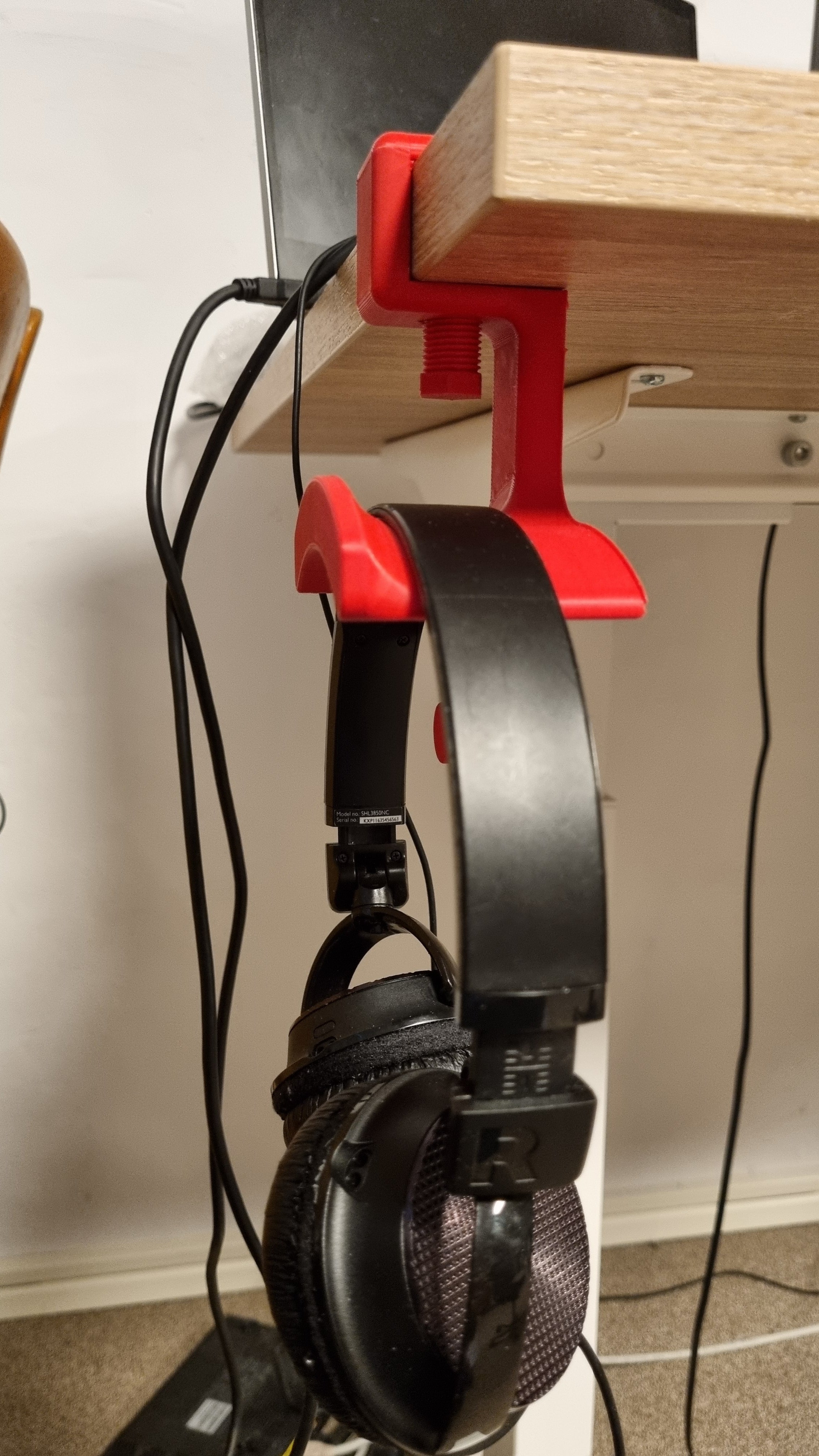Hoofdtelefoonhouder voor bureau met extra haak