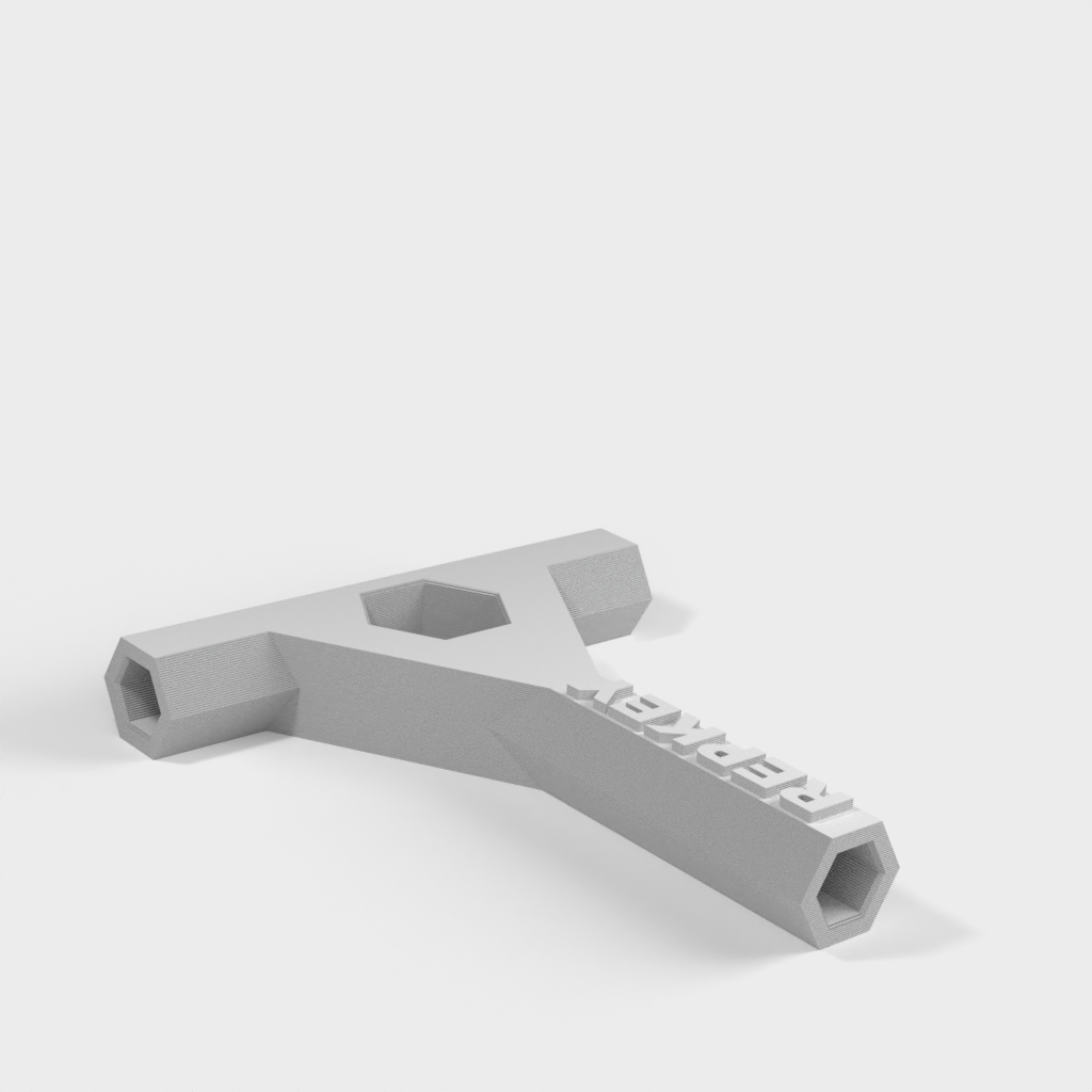 RepRap Prusa Mendel RepKey: 3D-geprinte sleutel en schroevendraaier met M8-moergereedschap