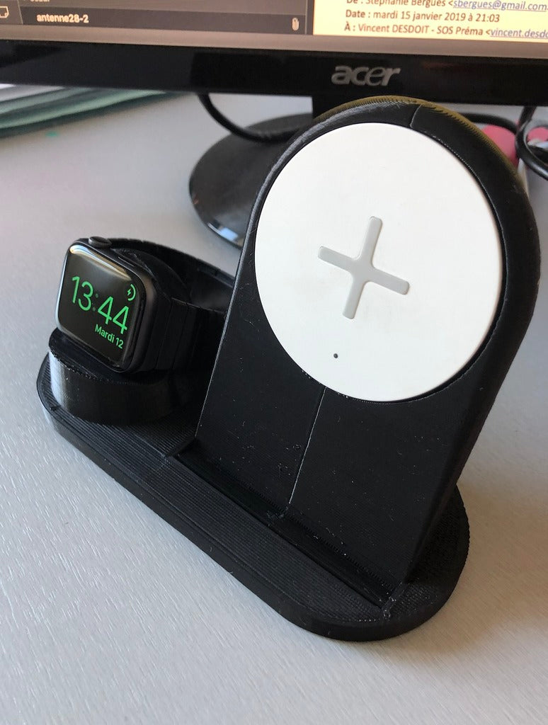 Rond oplaaddock voor Iphone 8 Plus en Apple Watch - Compatibel met Ikea Rallen