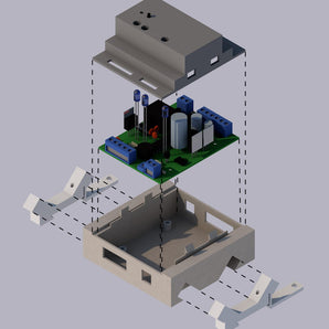 Elektronische circuitbehuizing met DIN-railadapters