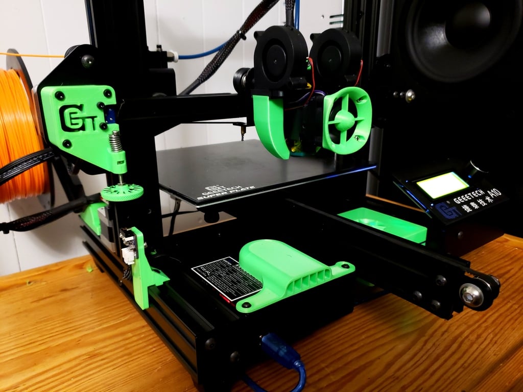 Upgradebeugel voor Geeetech A10/A30: E3D V6 Hotend en dubbele 5015 ventilatorsteun