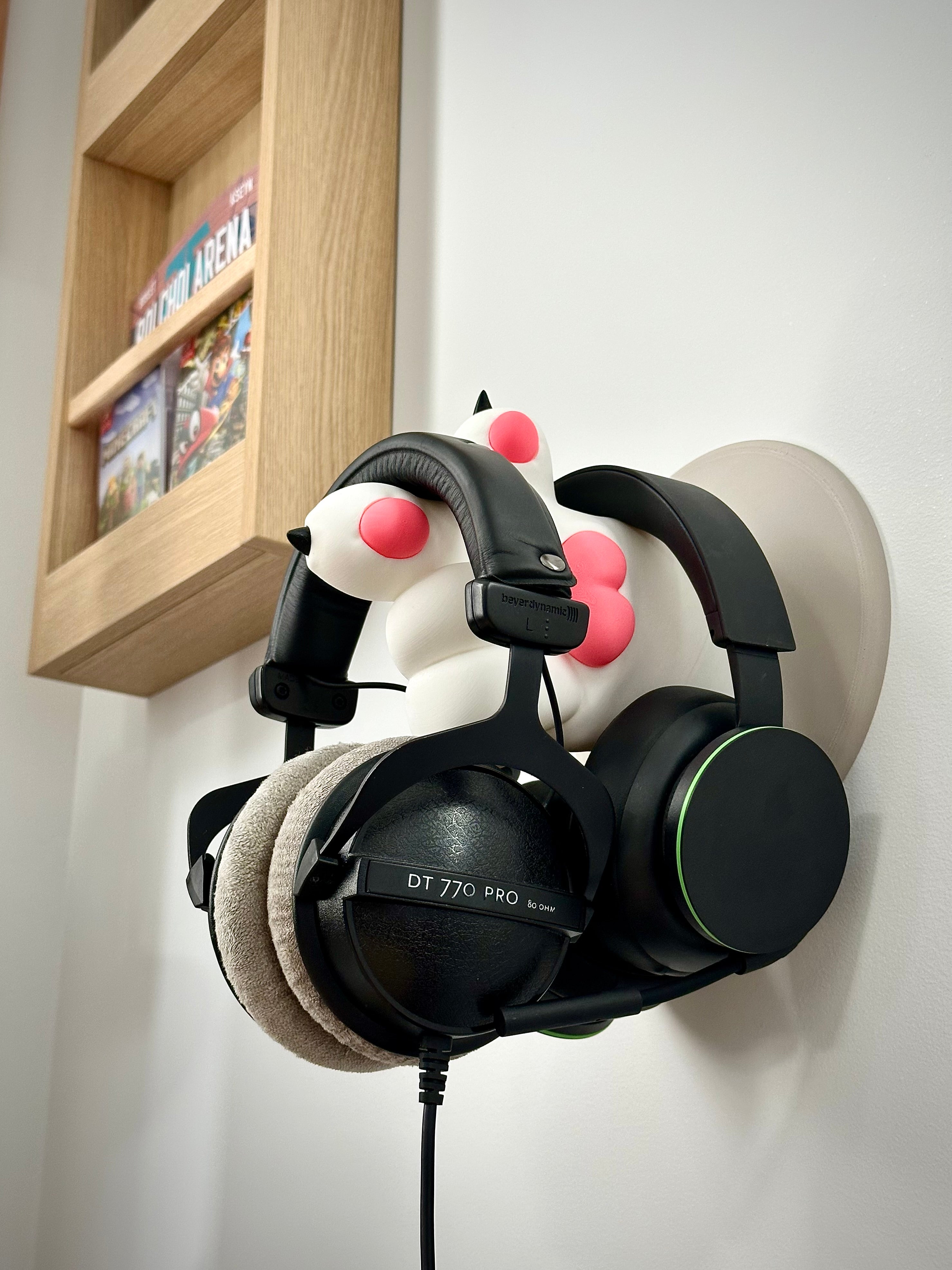 Wandgemonteerde Kattenpoot Houder voor Headset en Tassen