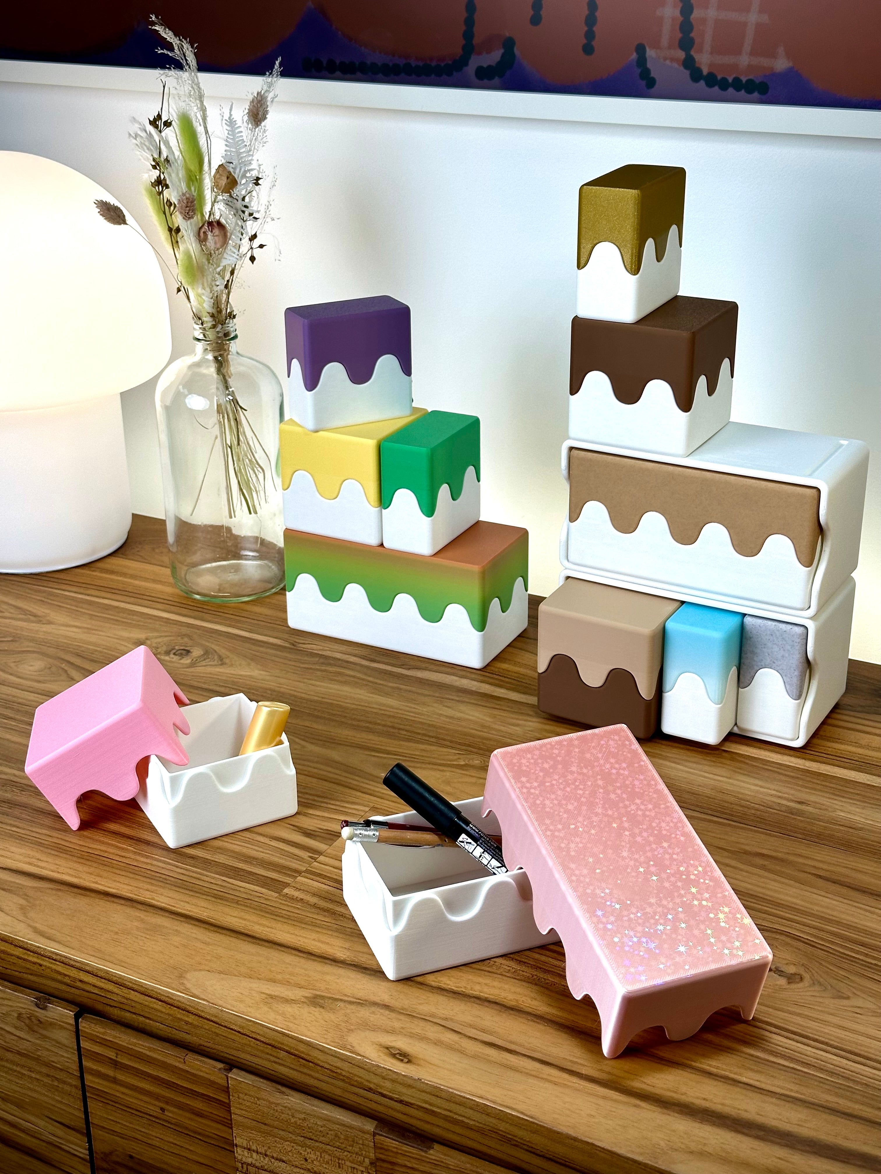 Leuke stapelbare doosjes met golvend ontwerp