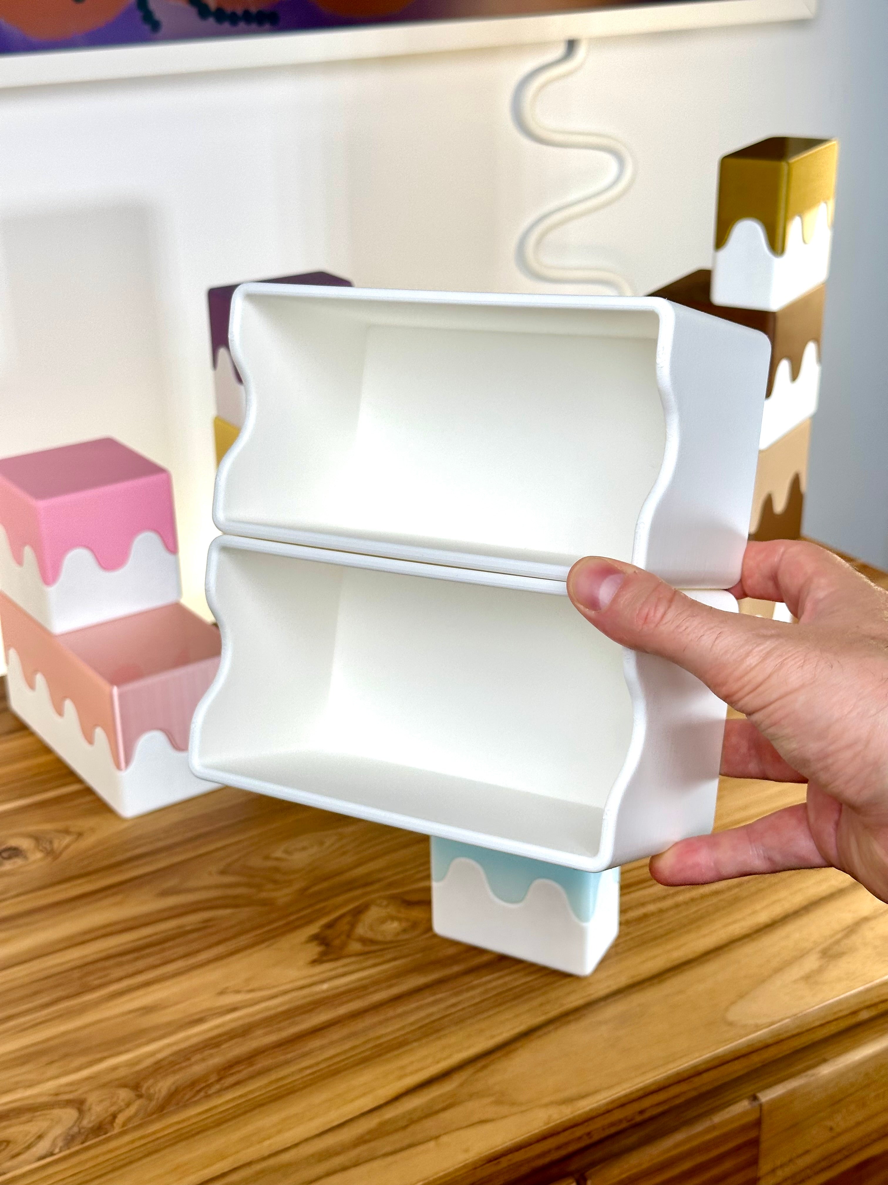 Leuke stapelbare doosjes met golvend ontwerp