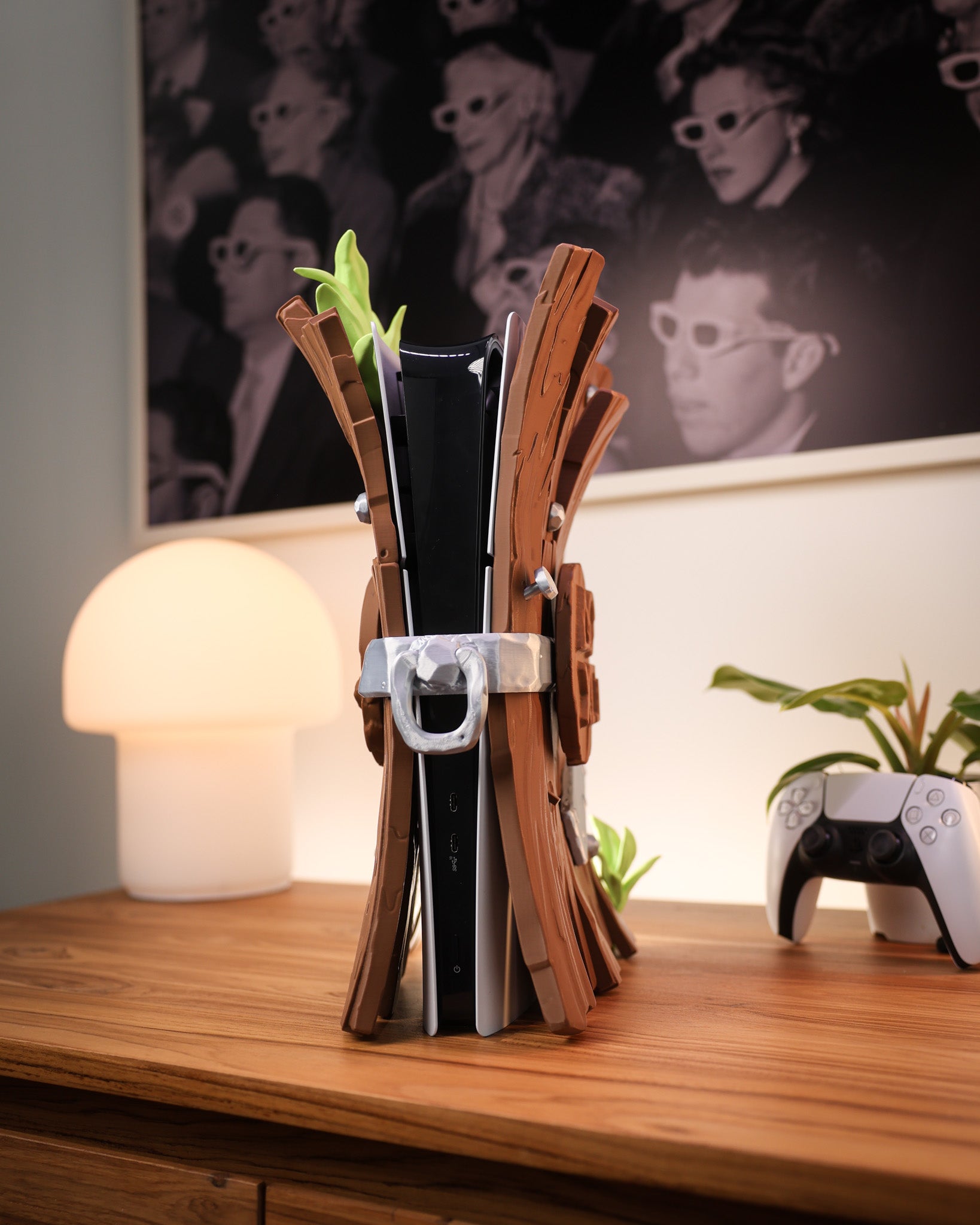 Stijlvolle Houten Behuizing voor PS5 Slim Digitaal
