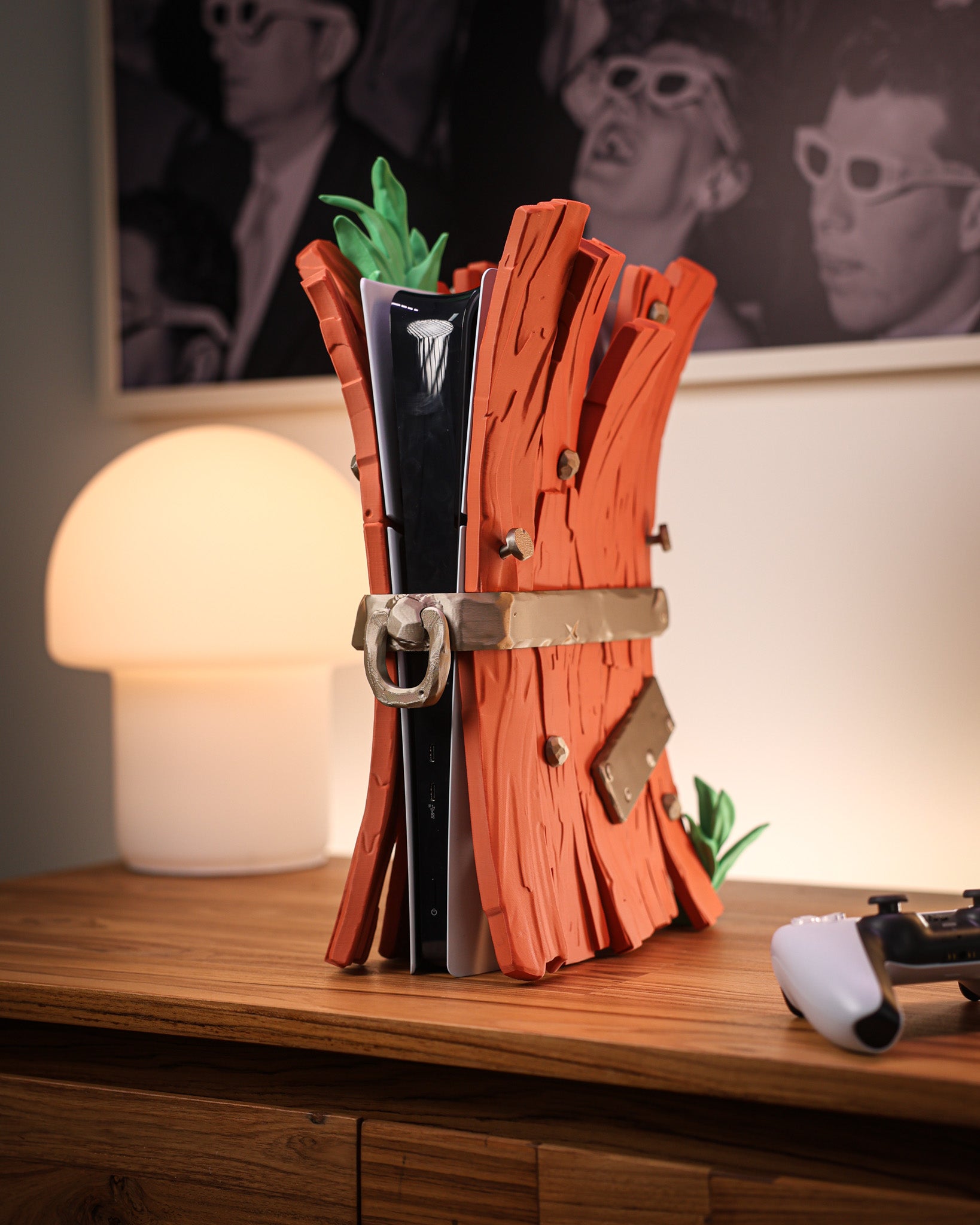 Stijlvolle Houten Behuizing voor PS5 Slim Digitaal