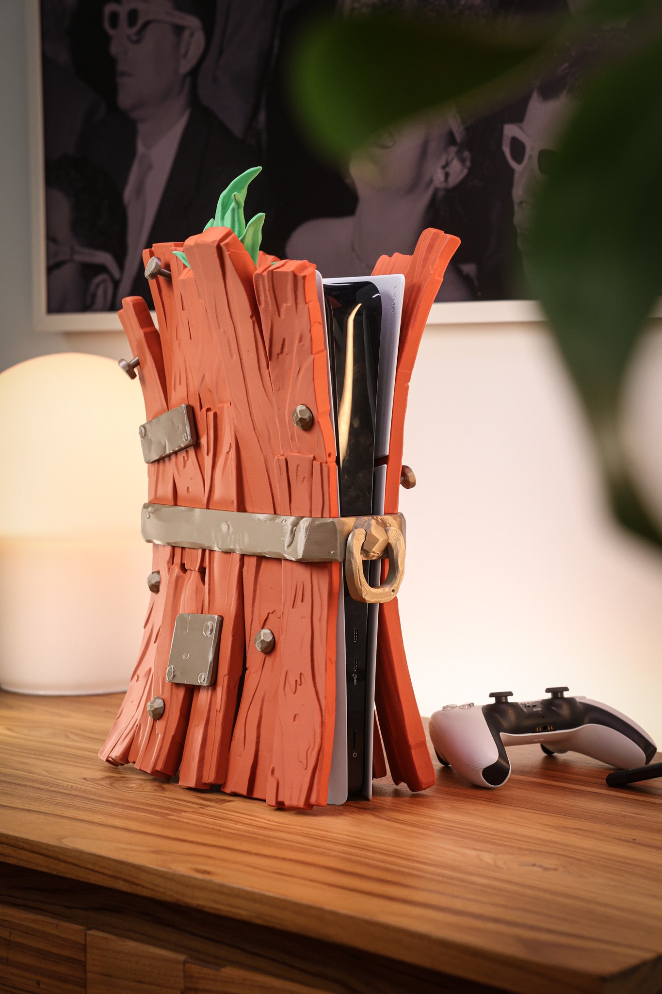 Stijlvolle Houten Behuizing voor PS5 Slim Digitaal