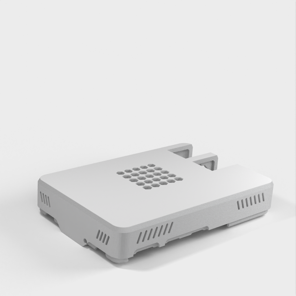 Raspberry Pi 5 behuizing met ventilatiegaten en nieuwe USB/LAN-indeling