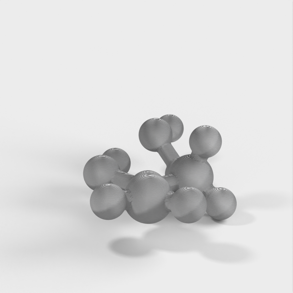 Moleculaire modellering - Vinylacetaat - atomair schaalmodel van het hoofdmonomeer van het slijm