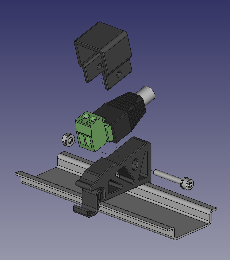 DIN-railbeugel voor Barrel Jack-adapter