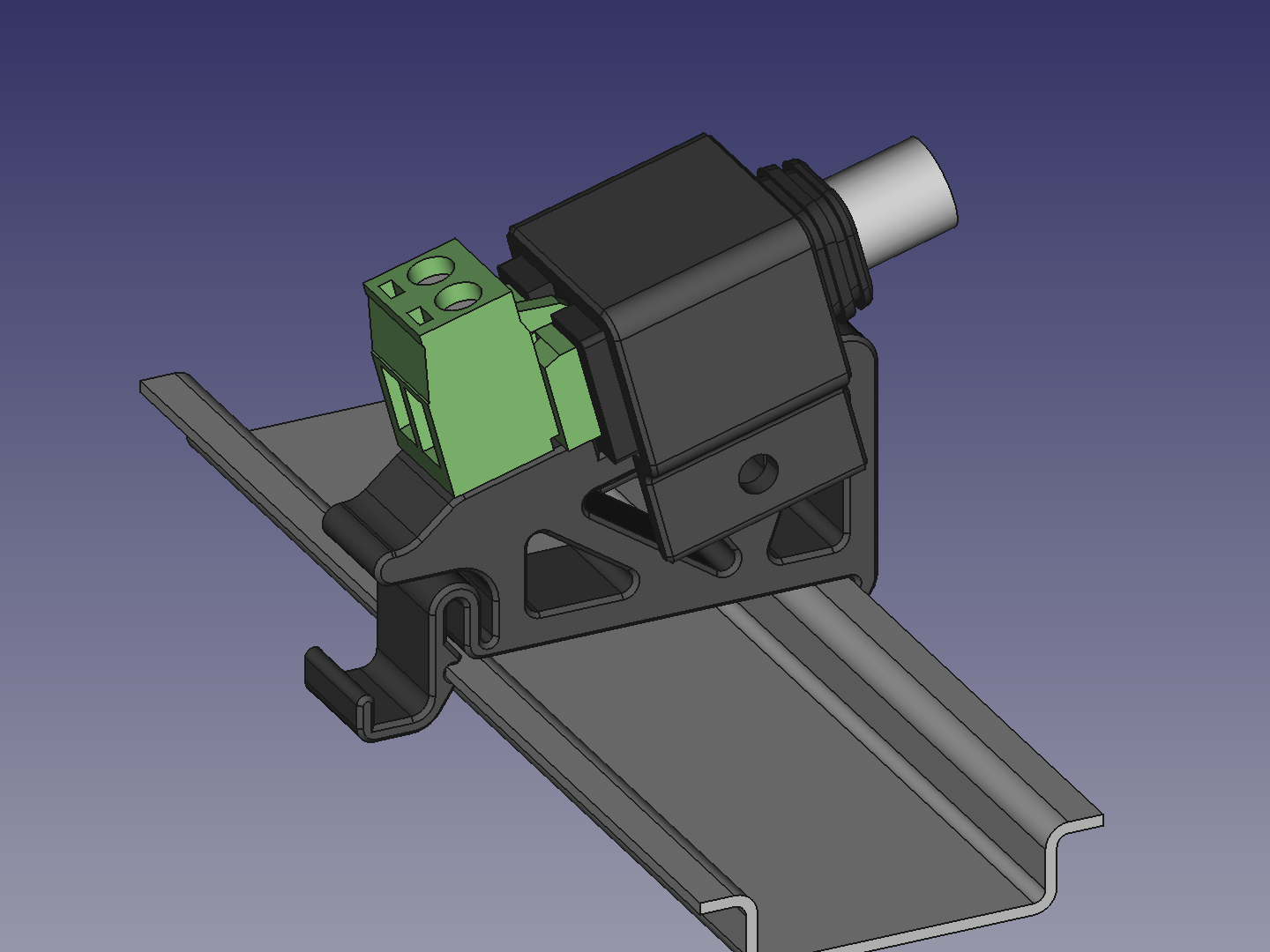 DIN-railbeugel voor Barrel Jack-adapter