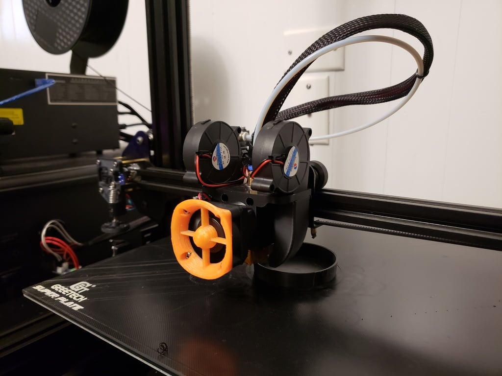 Upgradebeugel voor Geeetech A10/A30: E3D V6 Hotend en dubbele 5015 ventilatorsteun