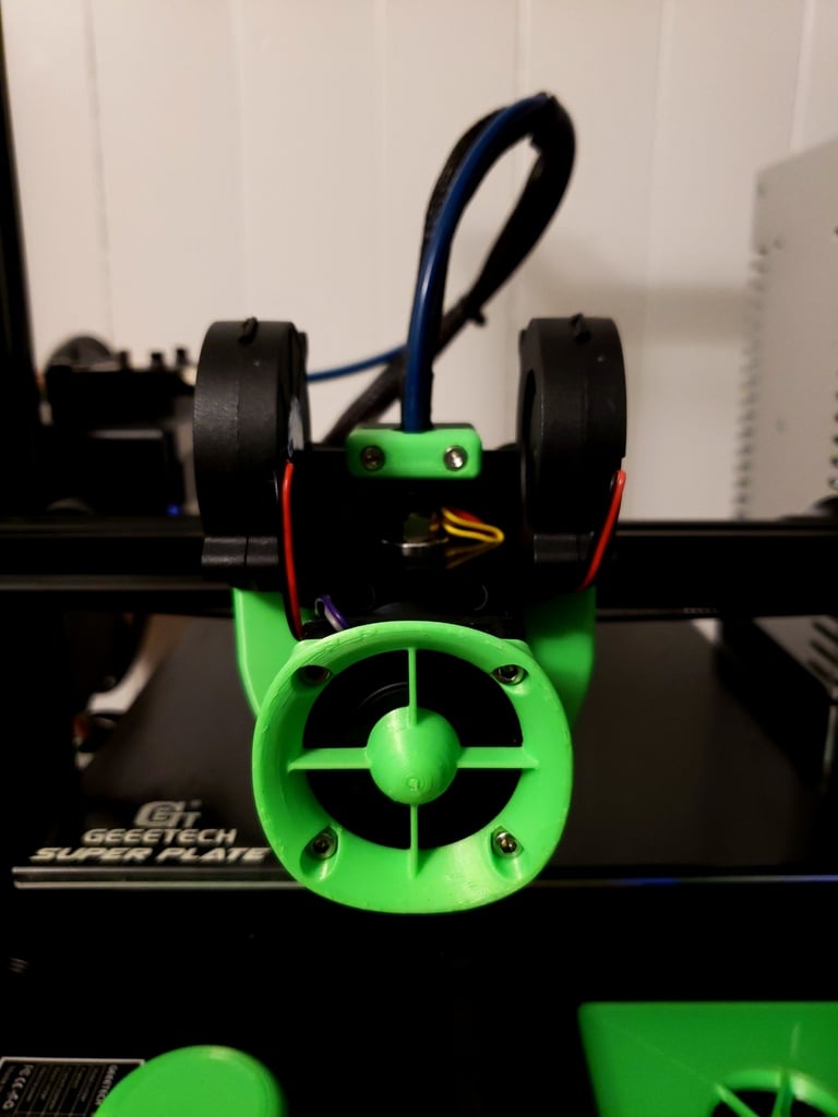 Upgradebeugel voor Geeetech A10/A30: E3D V6 Hotend en dubbele 5015 ventilatorsteun