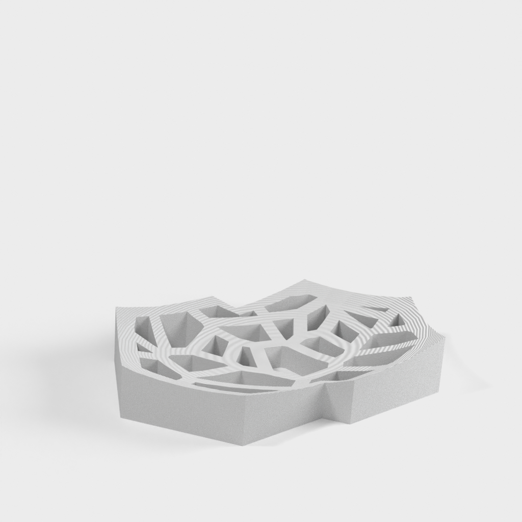 Voronoi zeepbakje ontworpen in Tinkercad