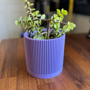 Mid-Century Modern Plantenpot met Onderdel - Lineaire Groeven