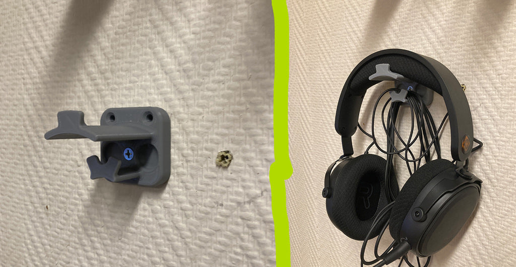 Hoofdtelefoonhouder met kabelbeheer en USB-dongle-ruimte