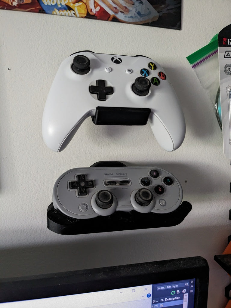 Eenvoudige wandmontage voor gamecontroller (Xbox One en 8BitDo SN30Pro)