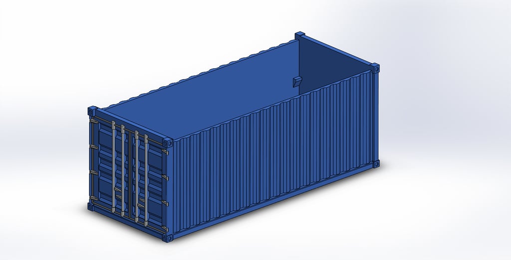 Modulaire opbergdoos in ontwerp van zeecontainer