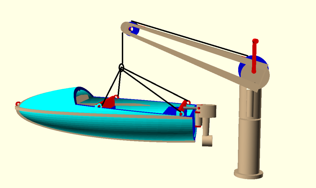 Reddingsboot met buitenboordmotor en davit - Schipkleding voor jongens