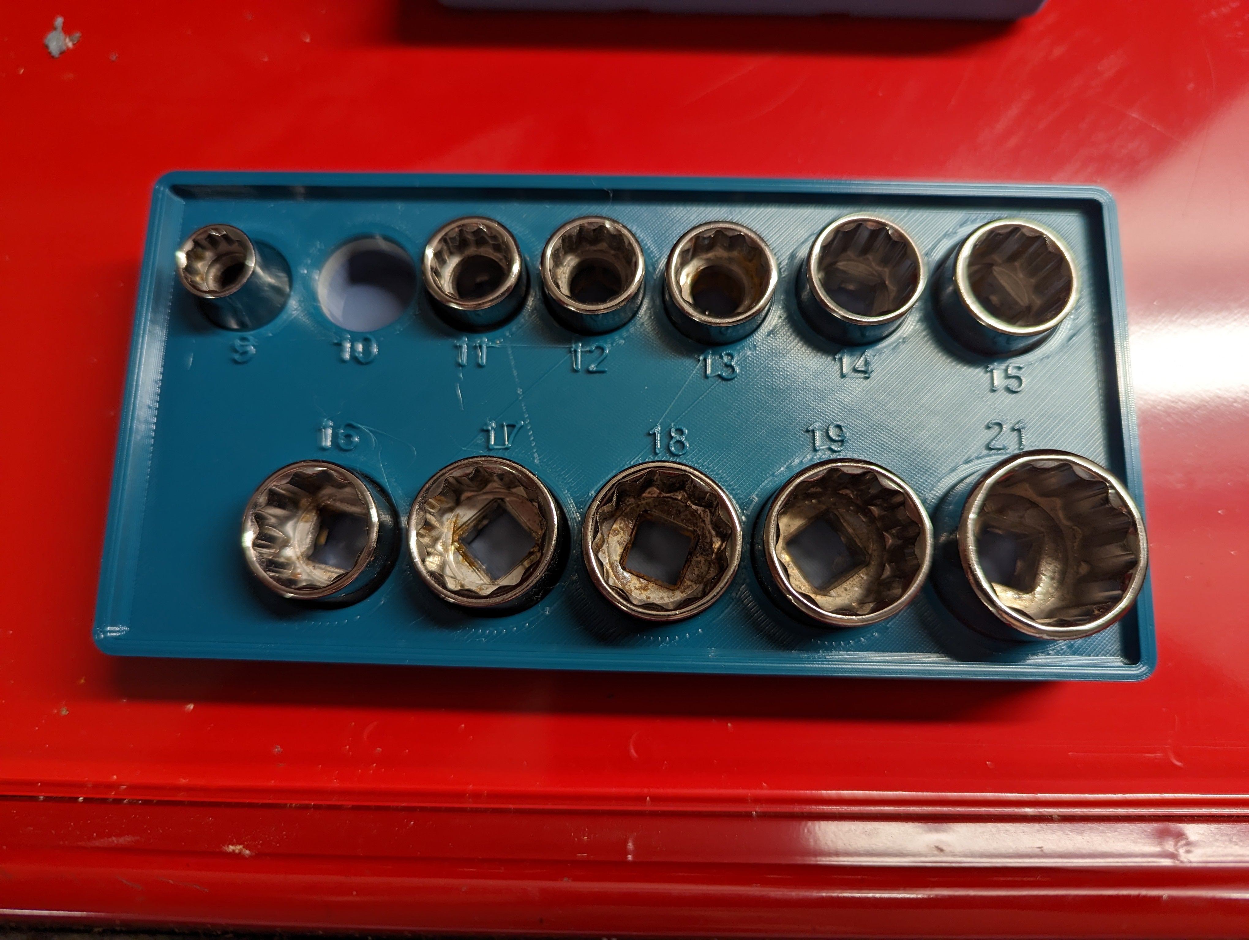 Gridfinity – Organizer voor Craftsman 3/8" 12-punts metrische dopsleutels
