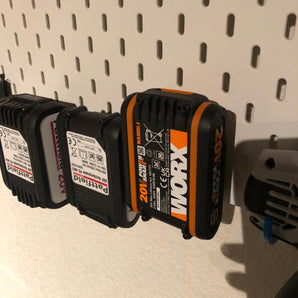 Slimme 2-in-1 houder voor Worx/Pattfield 20V batterijen - Voor IKEA Skadis systeem