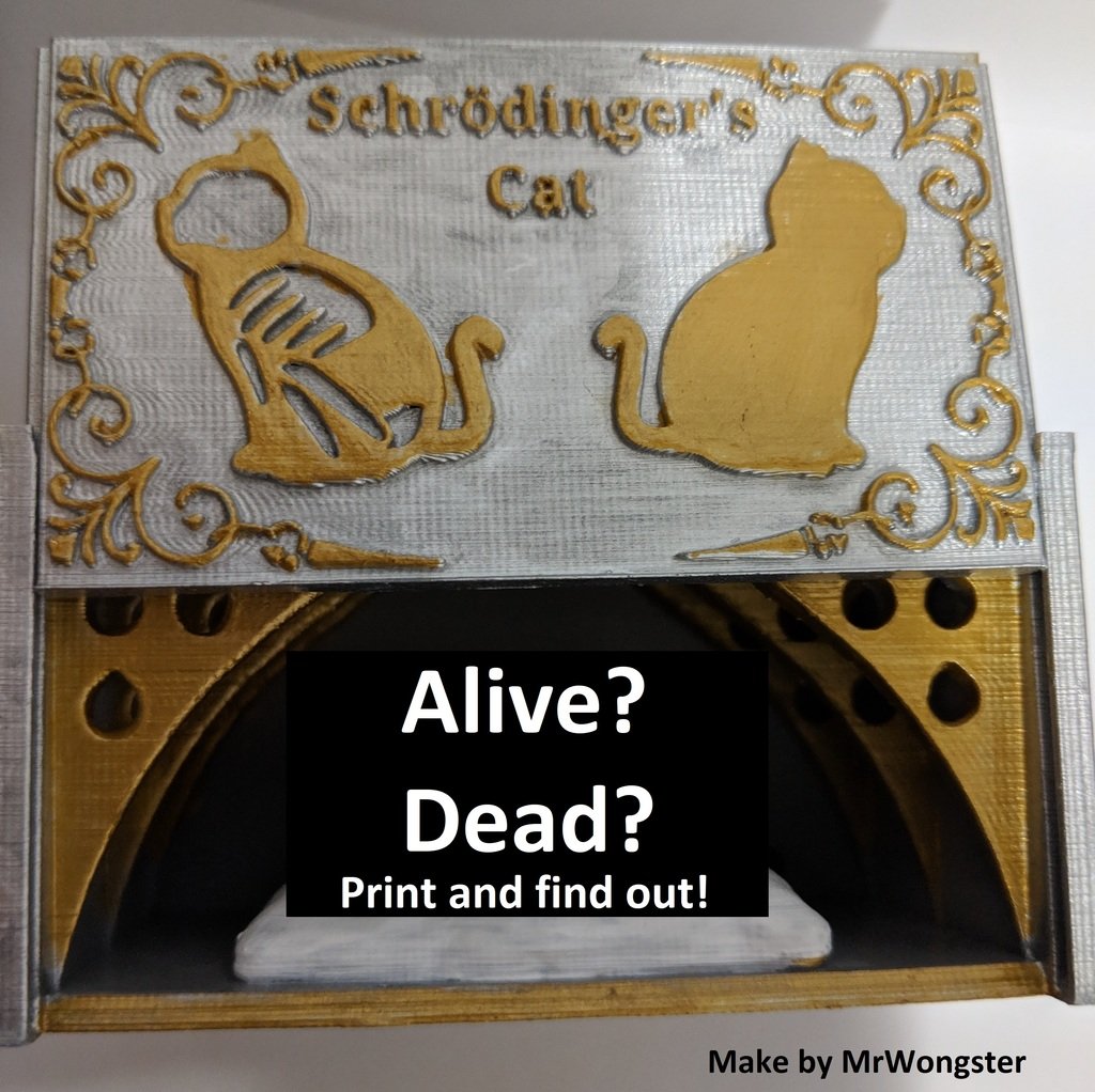 Schrödinger's Cat 3D print, fysieke demonstratie van kwantummechanica theorie
