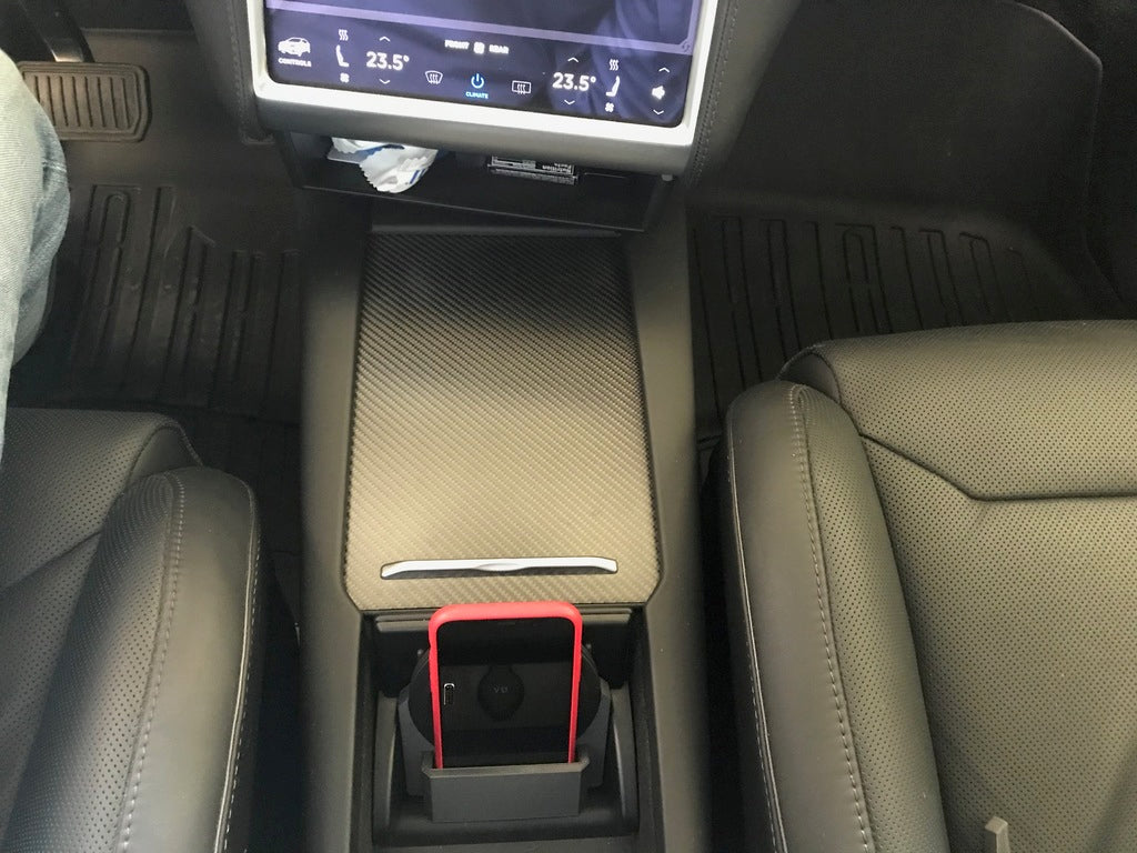 Tesla Model-X middenconsolebasis voor iPhone en Qi draadloze oplader