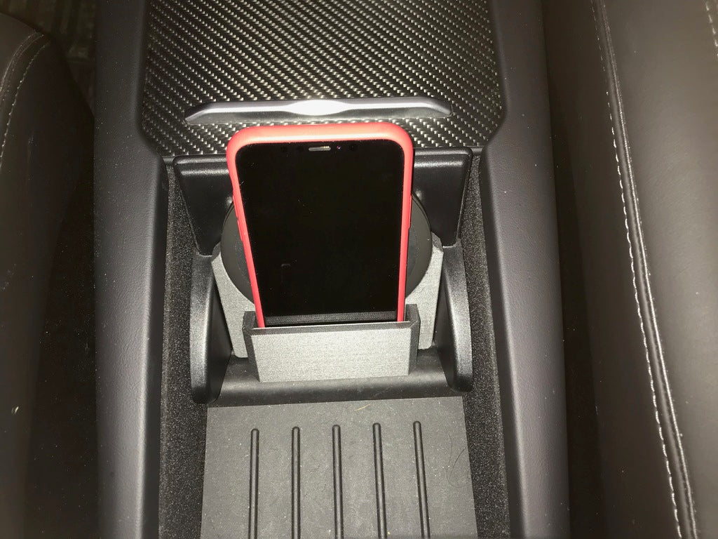 Tesla Model-X middenconsolebasis voor iPhone en Qi draadloze oplader