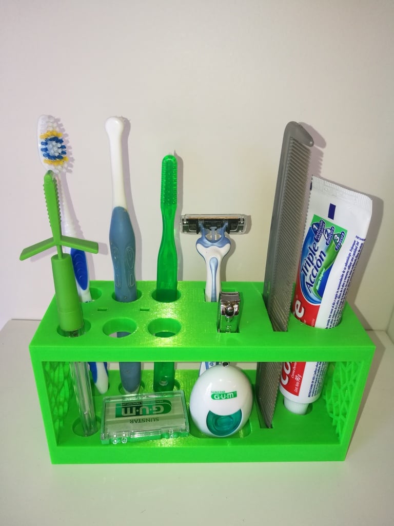 Badkamer organizer met ruimte voor 6 tandenborstels en diverse accessoires