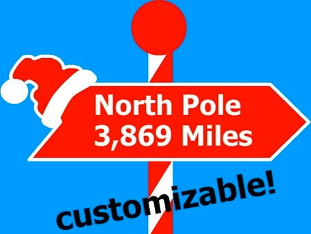 Aangepast bord met afstand tot de Noordpool
