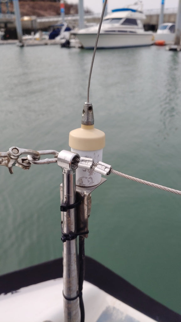 VHF-antennehouder met laag profiel voor jachtreling