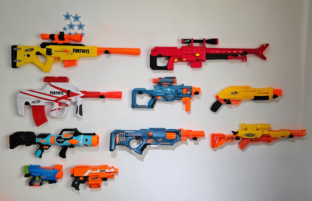 Set van 3 Nerf Gun-muurbeugels met gaten van 4,5 mm