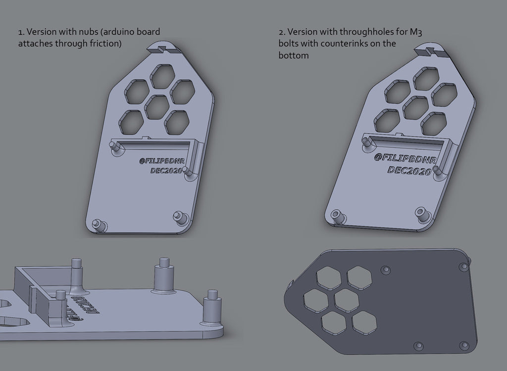 Arduino Uno en grote broodplankhouder (2 versies: met noppen en M3-schroefgaten)