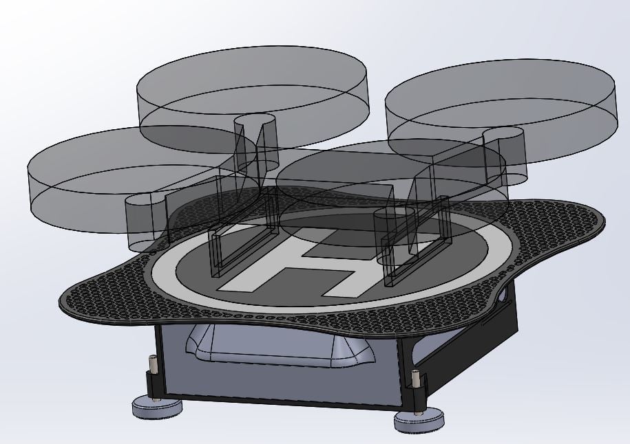 Helipad / landingsbaan / standaard voor RC-helikopter en drone met opbergruimte voor accessoires