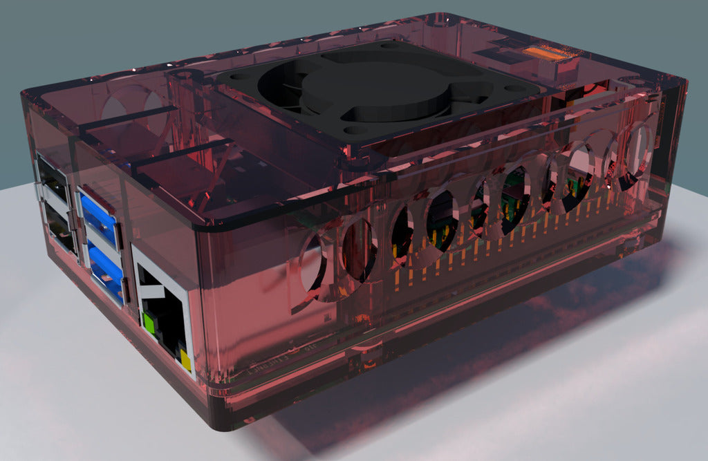 Raspberry Pi 4 behuizing met knop en ventilator